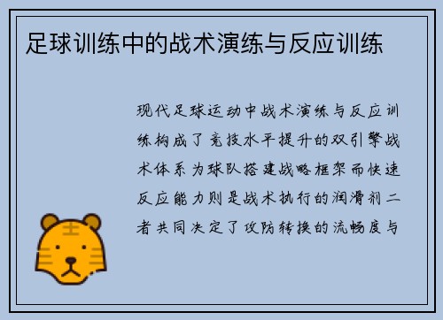 足球训练中的战术演练与反应训练